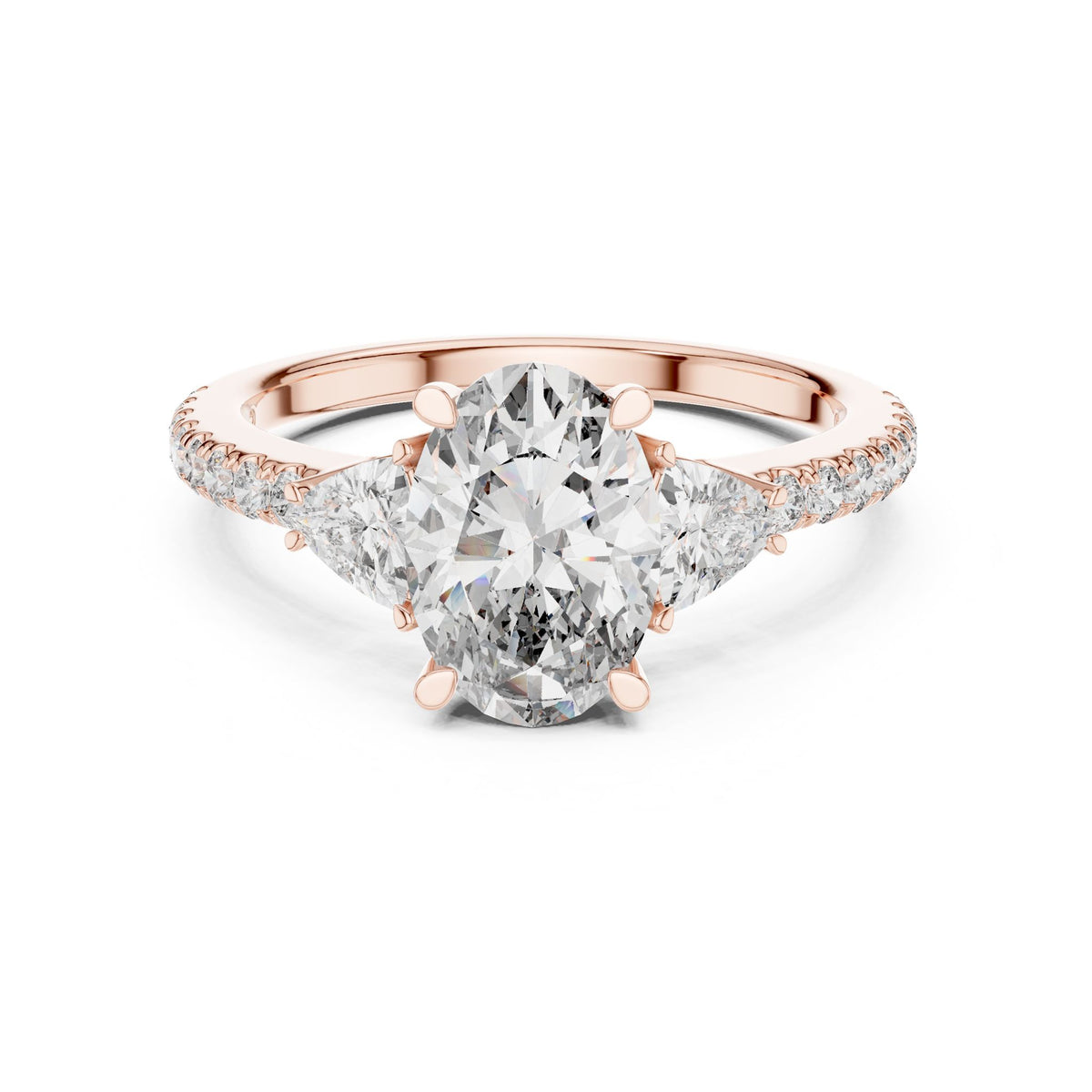 Oval Three Stone Lab Grown Diamond Engagement Ring