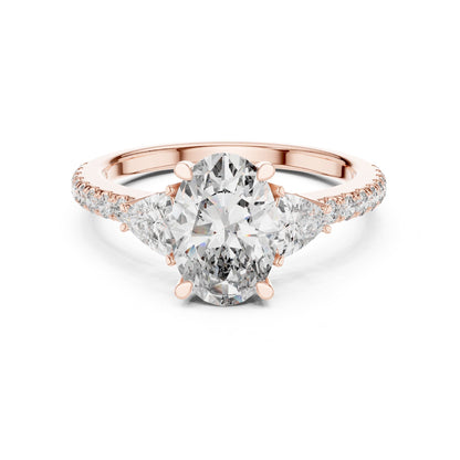 Oval Three Stone Lab Grown Diamond Engagement Ring