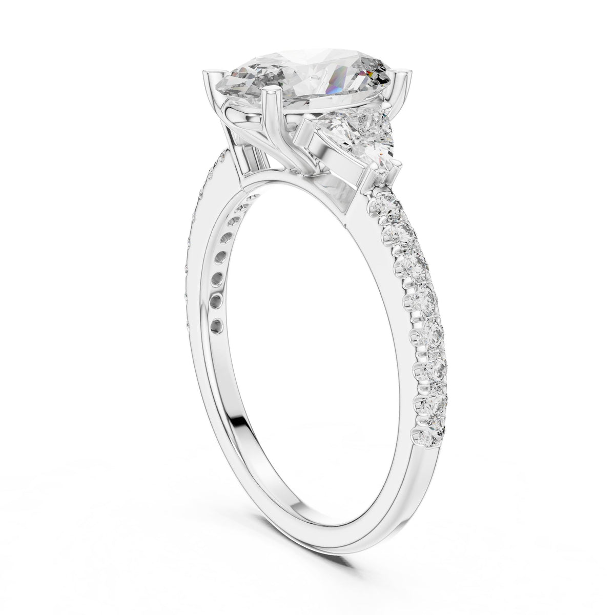 Oval Three Stone Lab Grown Diamond Engagement Ring