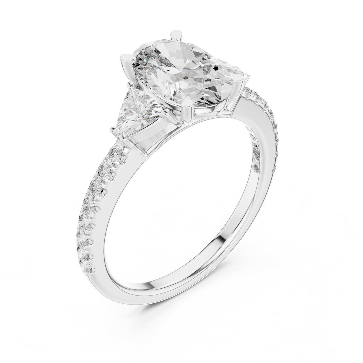 Oval Three Stone Lab Grown Diamond Engagement Ring