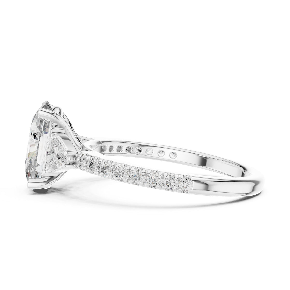 Oval Three Stone Lab Grown Diamond Engagement Ring