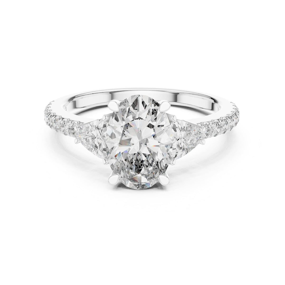 Oval Three Stone Lab Grown Diamond Engagement Ring