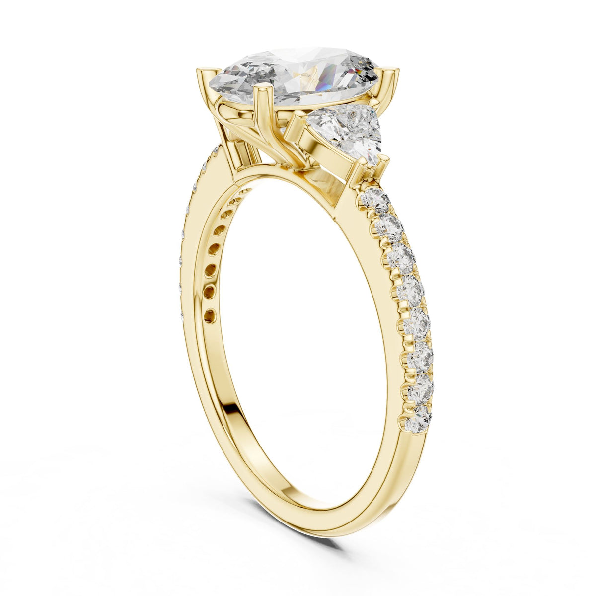 Oval Three Stone Lab Grown Diamond Engagement Ring