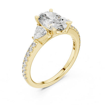 Oval Three Stone Lab Grown Diamond Engagement Ring