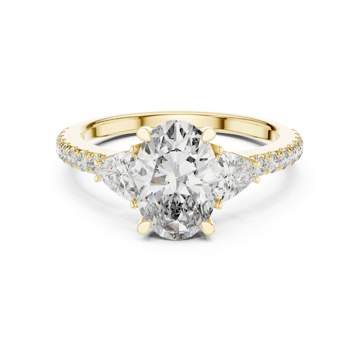 Oval Three Stone Lab Grown Diamond Engagement Ring