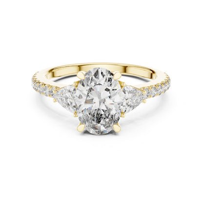 Oval Three Stone Lab Grown Diamond Engagement Ring
