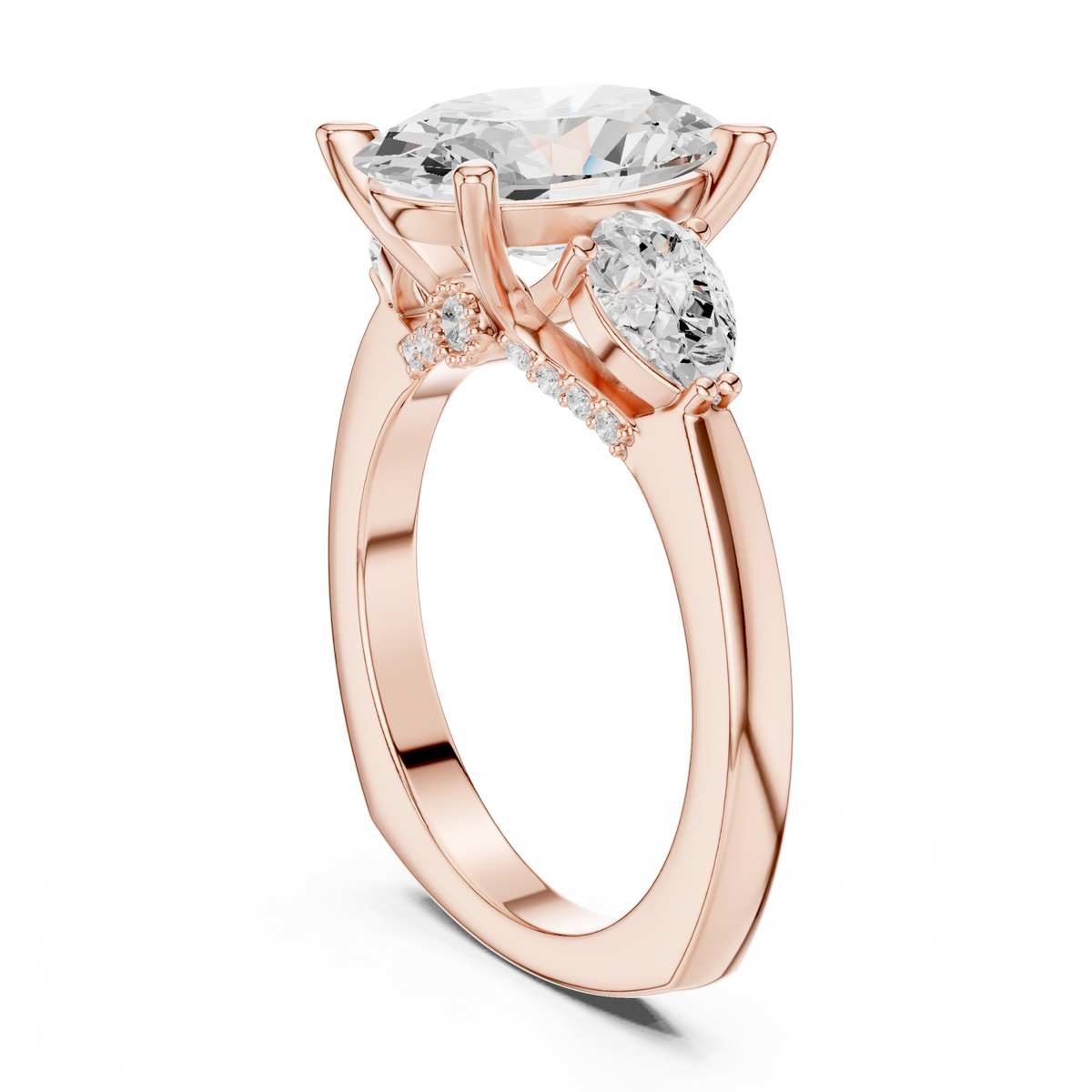 Oval Three Stone Lab Grown Diamond Engagement Ring