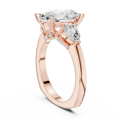 Oval Three Stone Lab Grown Diamond Engagement Ring