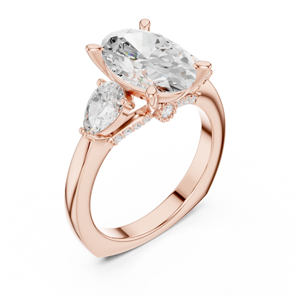 Oval Three Stone Lab Grown Diamond Engagement Ring