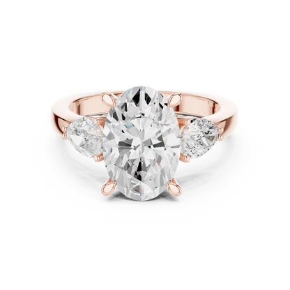 Oval Three Stone Lab Grown Diamond Engagement Ring