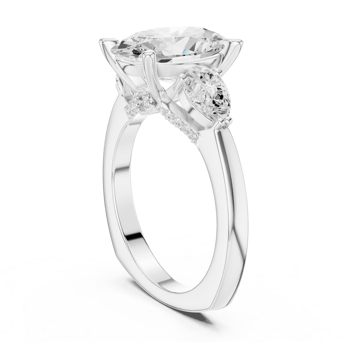 Oval Three Stone Lab Grown Diamond Engagement Ring