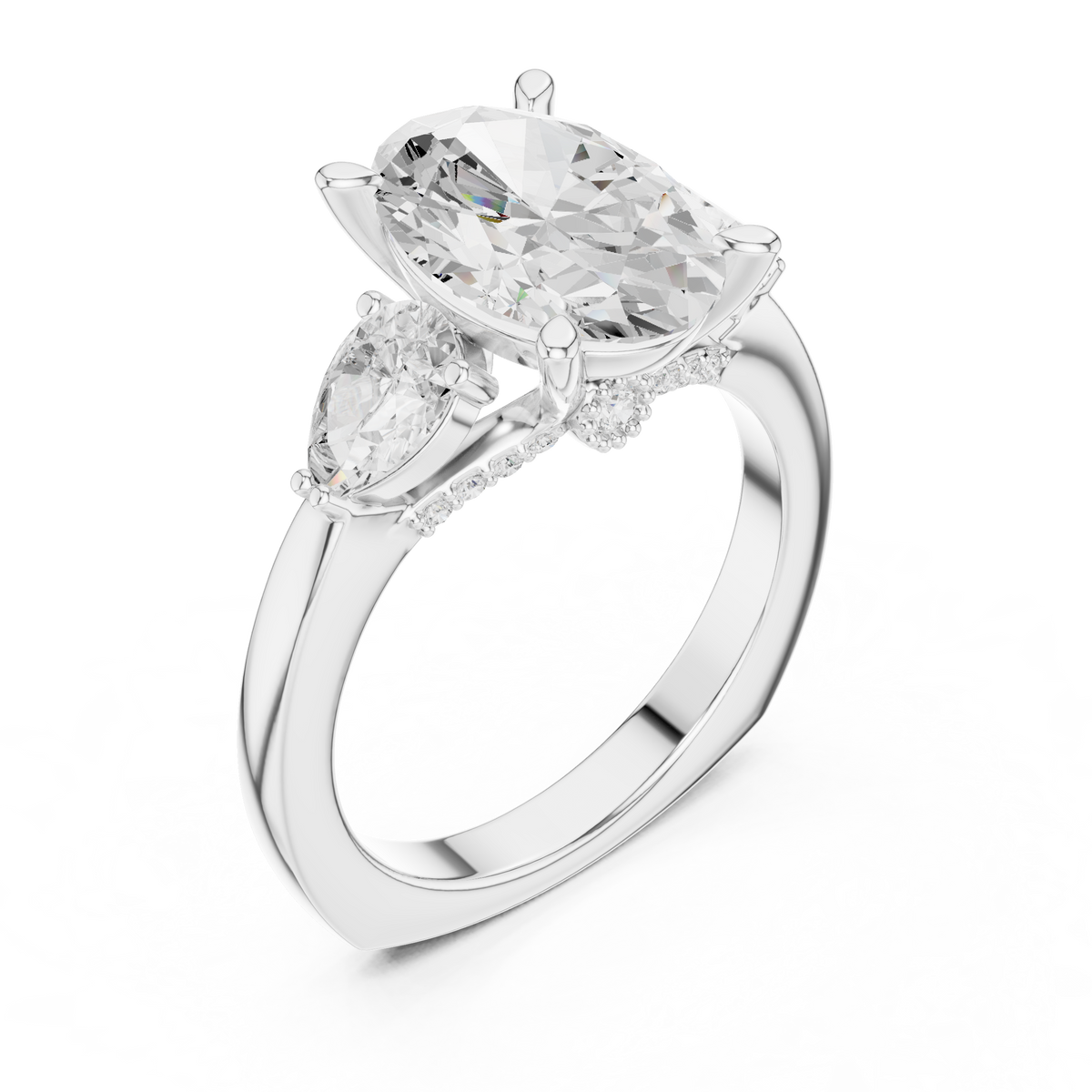 Oval Three Stone Lab Grown Diamond Engagement Ring