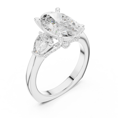 Oval Three Stone Lab Grown Diamond Engagement Ring
