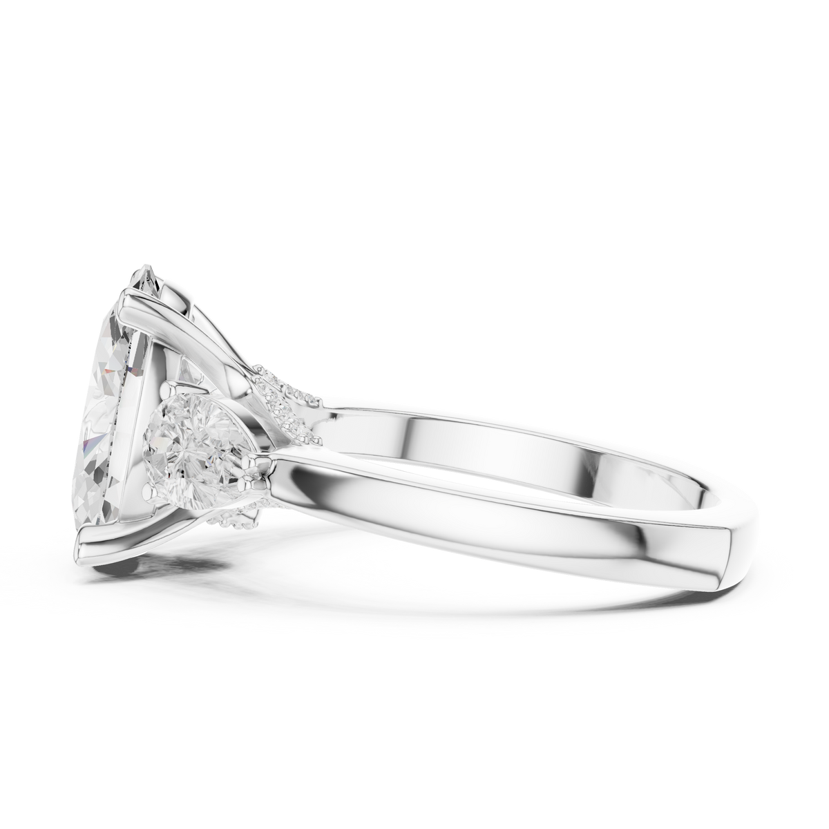Oval Three Stone Lab Grown Diamond Engagement Ring