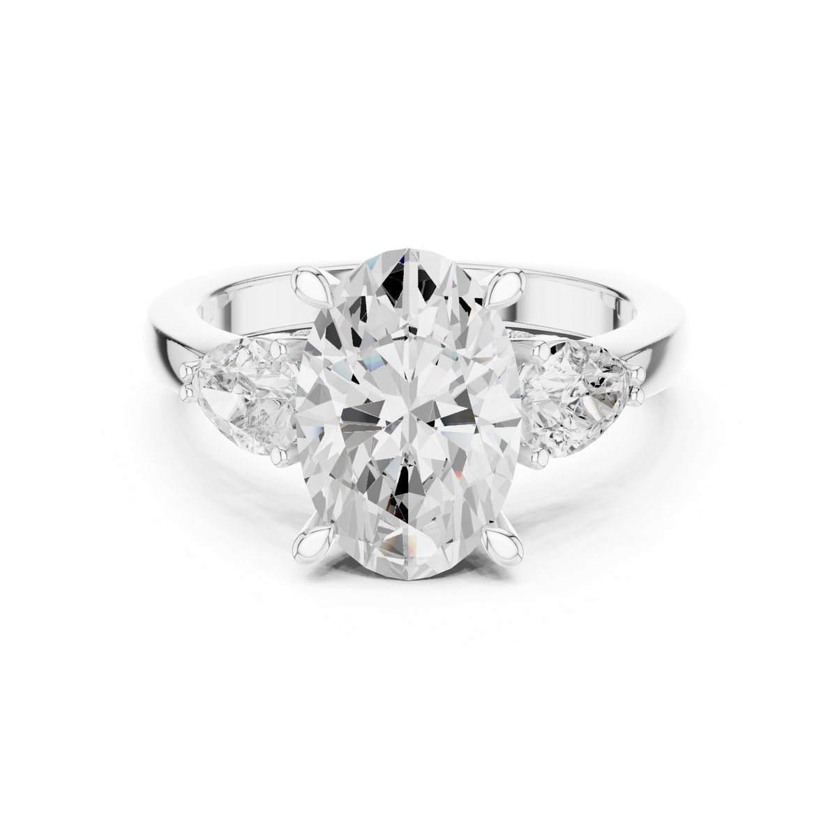 Oval Three Stone Lab Grown Diamond Engagement Ring