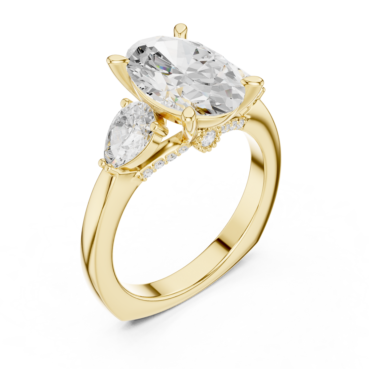 Oval Three Stone Lab Grown Diamond Engagement Ring