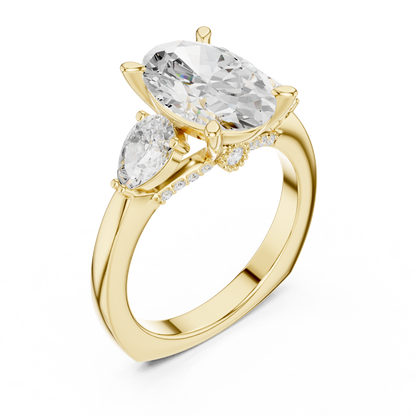 Oval Three Stone Lab Grown Diamond Engagement Ring