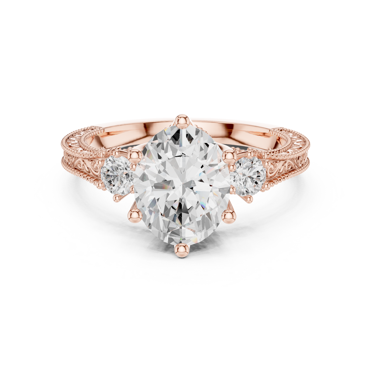 Oval Three Stone Lab Grown Diamond Engagement Ring