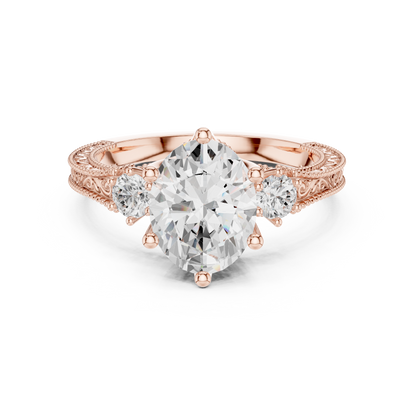 Oval Three Stone Lab Grown Diamond Engagement Ring