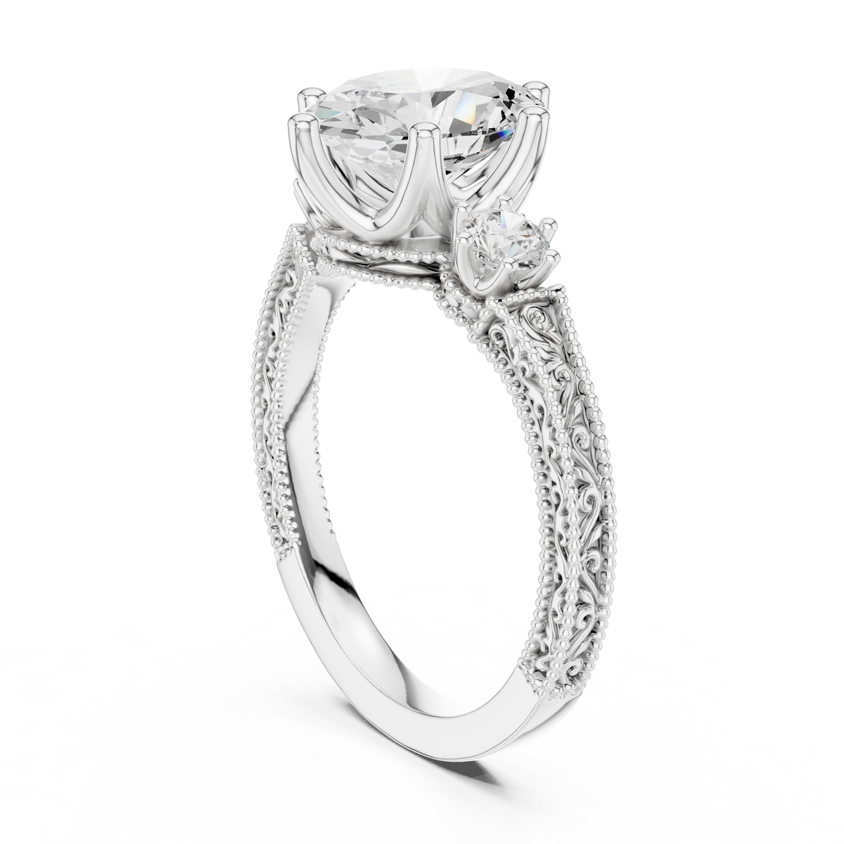 Oval Three Stone Lab Grown Diamond Engagement Ring