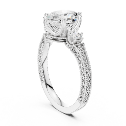 Oval Three Stone Lab Grown Diamond Engagement Ring