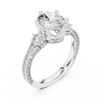 Oval Three Stone Lab Grown Diamond Engagement Ring