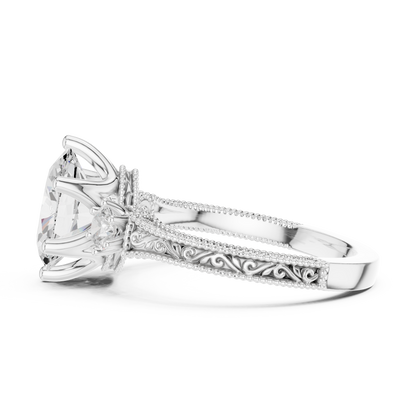 Oval Three Stone Lab Grown Diamond Engagement Ring