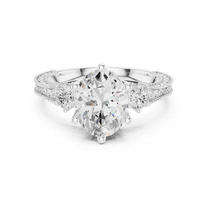 Oval Three Stone Lab Grown Diamond Engagement Ring