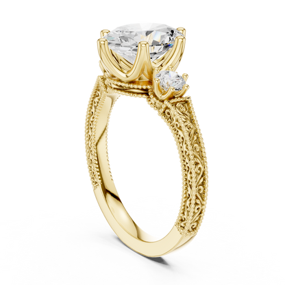 Oval Three Stone Lab Grown Diamond Engagement Ring