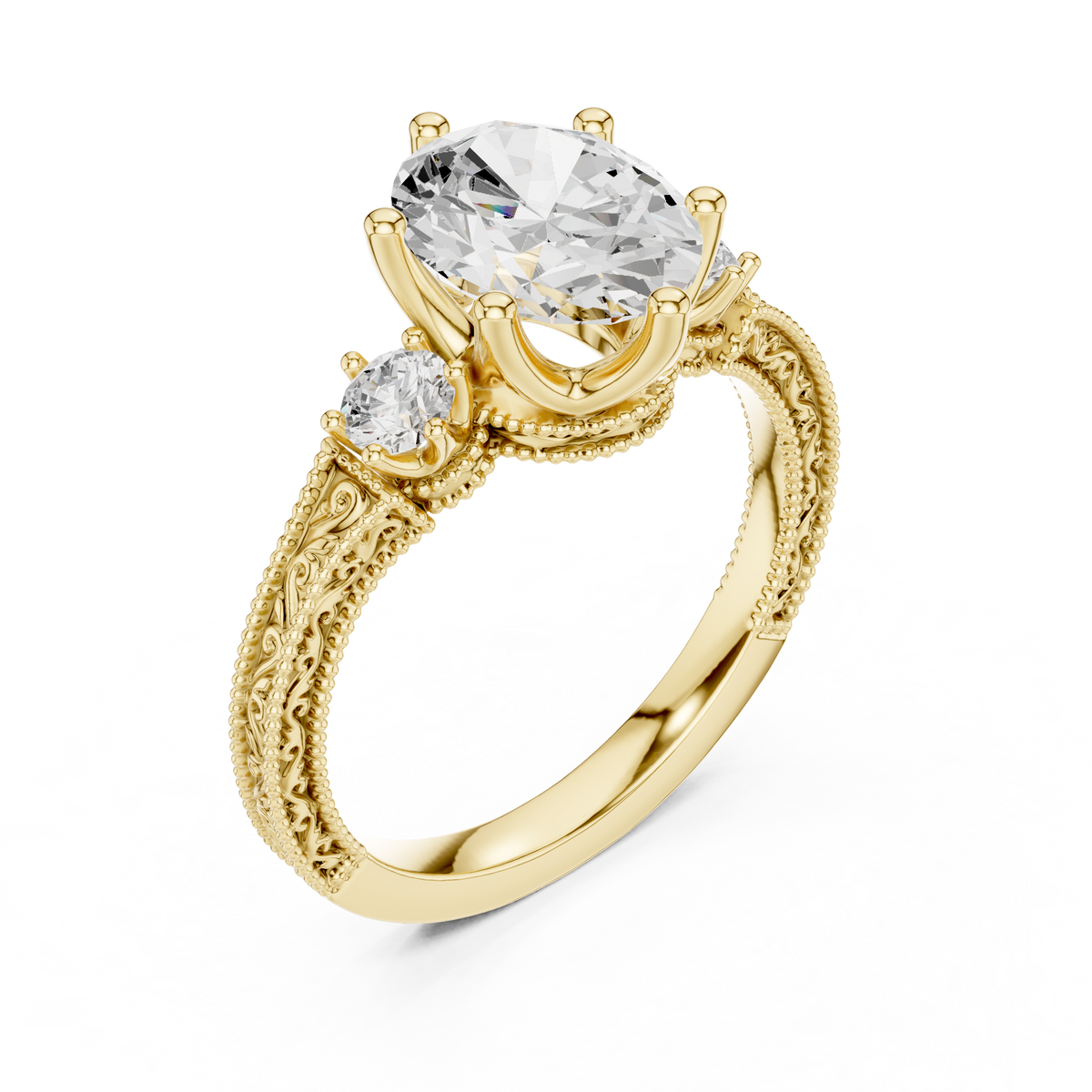 Oval Three Stone Lab Grown Diamond Engagement Ring