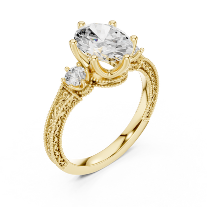 Oval Three Stone Lab Grown Diamond Engagement Ring