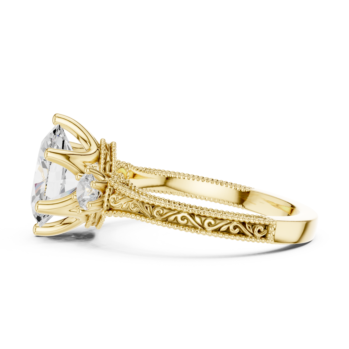 Oval Three Stone Lab Grown Diamond Engagement Ring