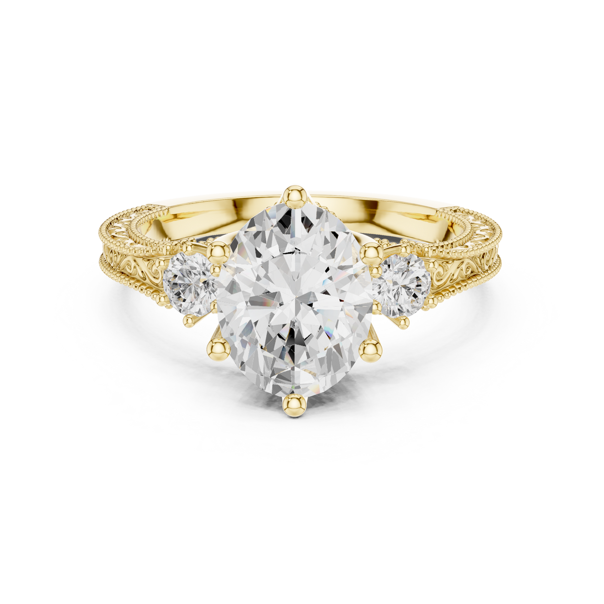 Oval Three Stone Lab Grown Diamond Engagement Ring