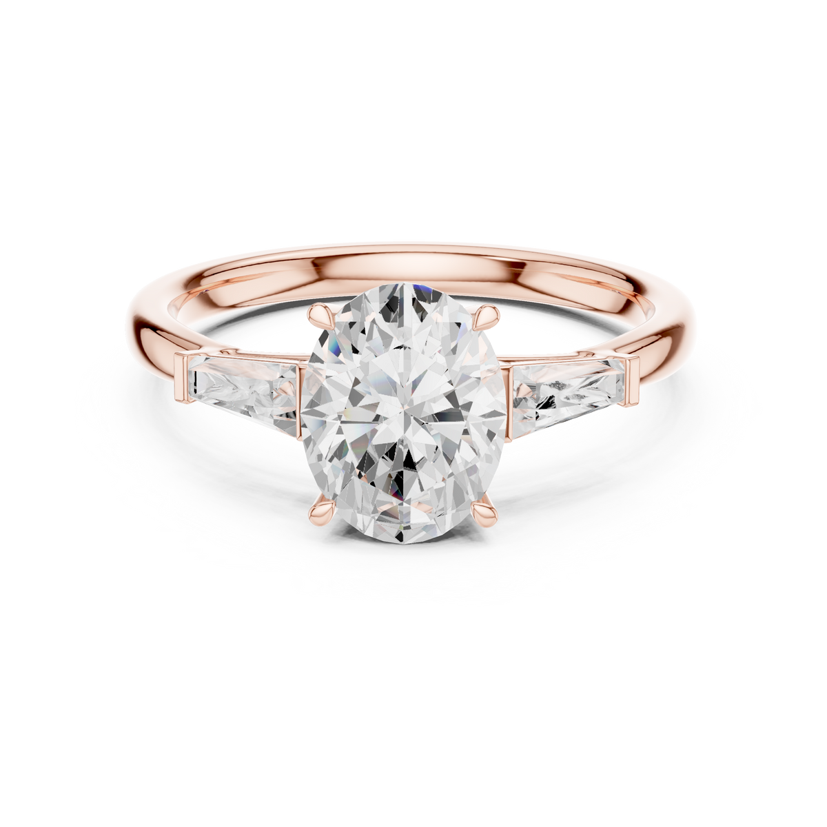 Oval Three Stone Lab Grown Diamond Engagement Ring