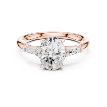 Oval Three Stone Lab Grown Diamond Engagement Ring