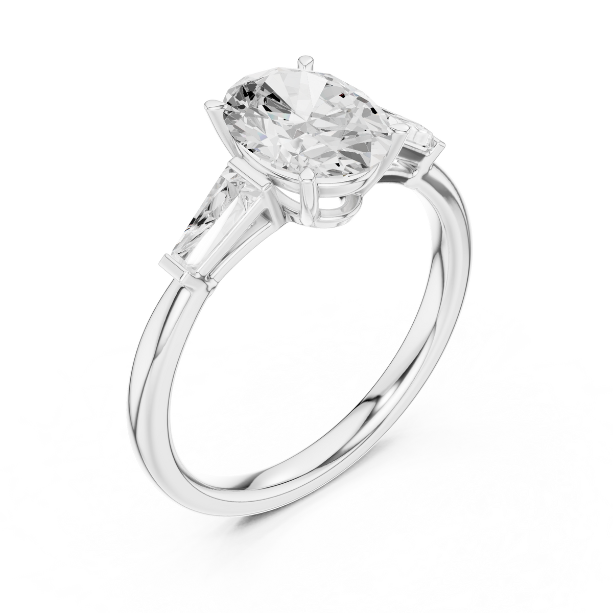 Oval Three Stone Lab Grown Diamond Engagement Ring