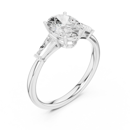 Oval Three Stone Lab Grown Diamond Engagement Ring