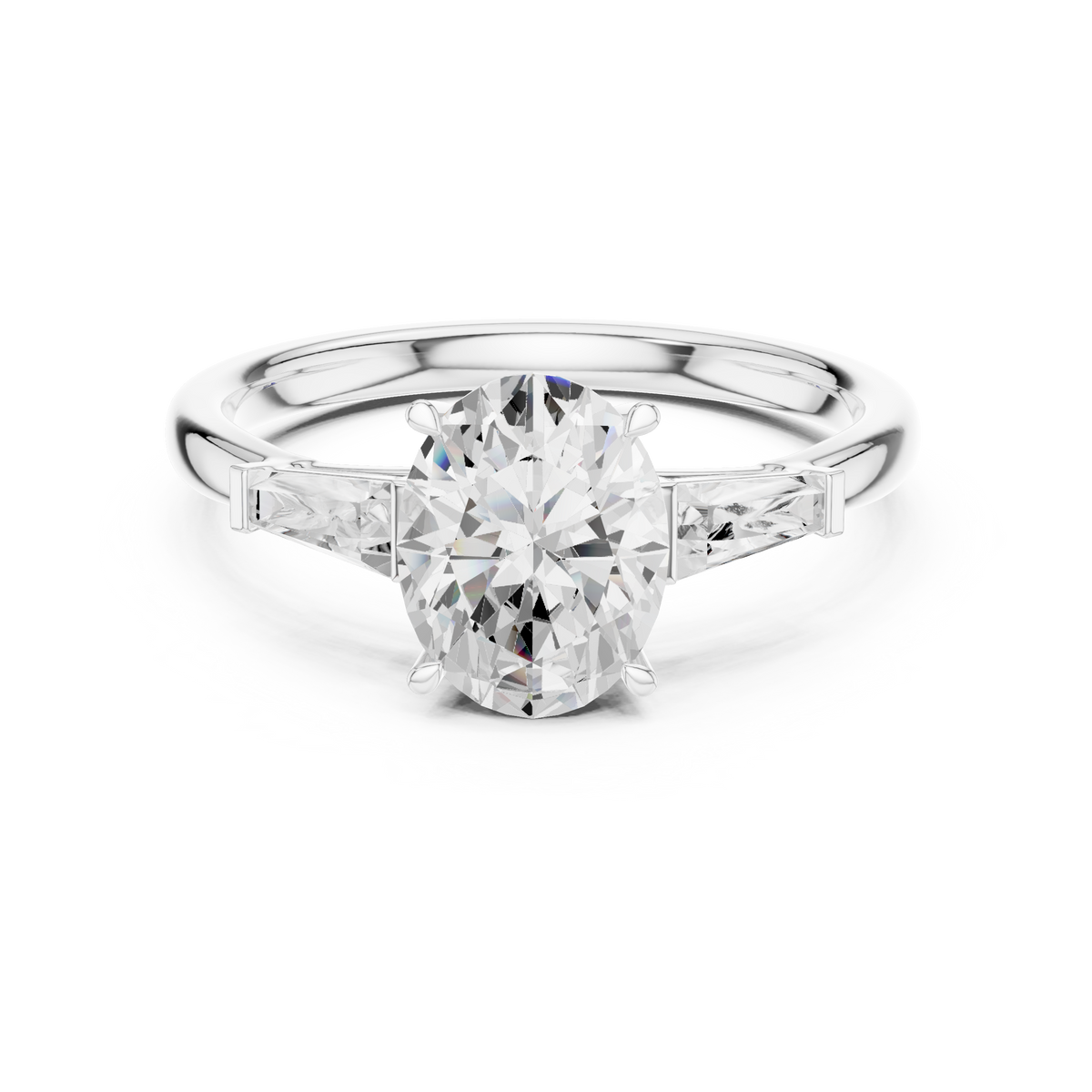 Oval Three Stone Lab Grown Diamond Engagement Ring