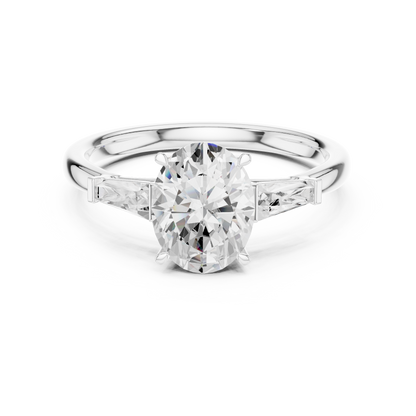 Oval Three Stone Lab Grown Diamond Engagement Ring