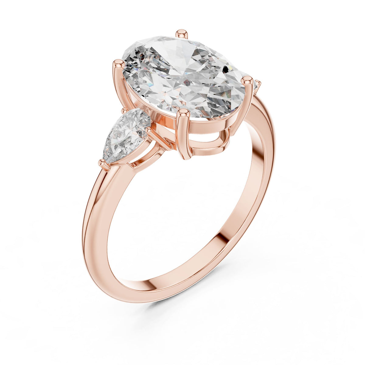 Oval Three Stone Lab Grown Diamond Engagement Ring