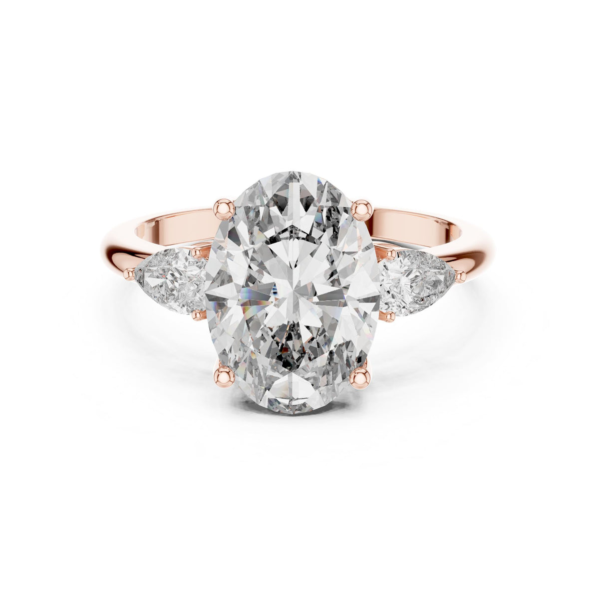 Oval Three Stone Lab Grown Diamond Engagement Ring