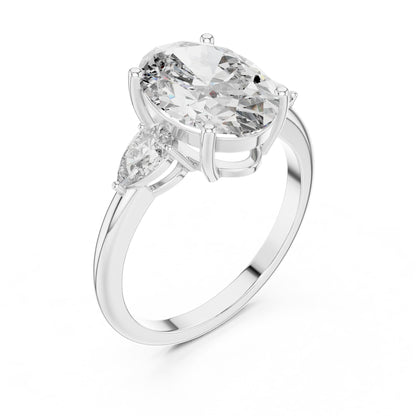 Oval Three Stone Lab Grown Diamond Engagement Ring