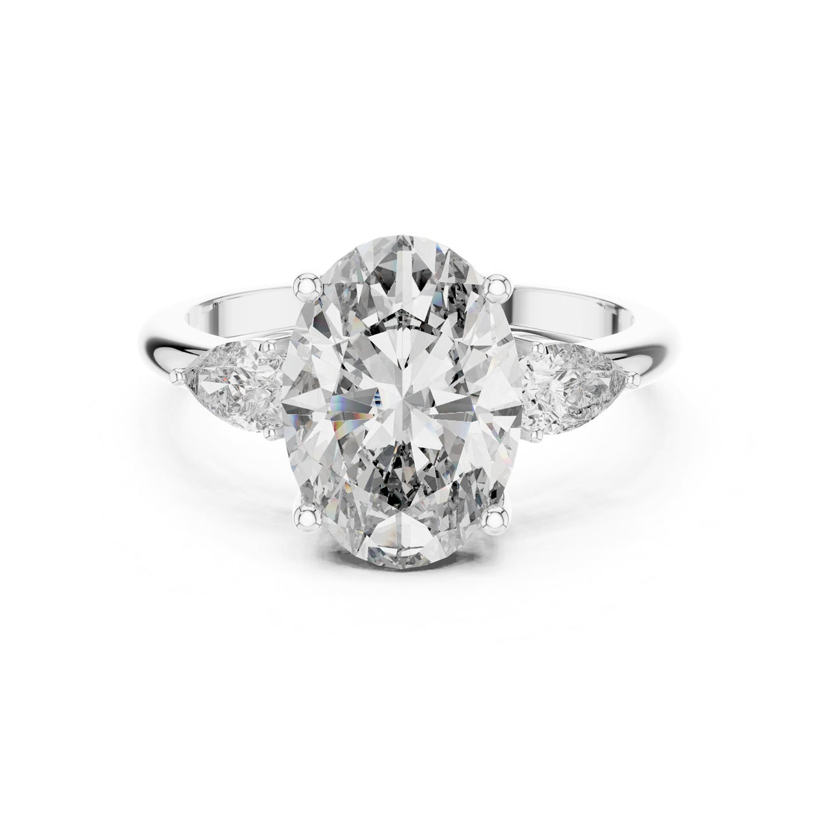 Oval Three Stone Lab Grown Diamond Engagement Ring