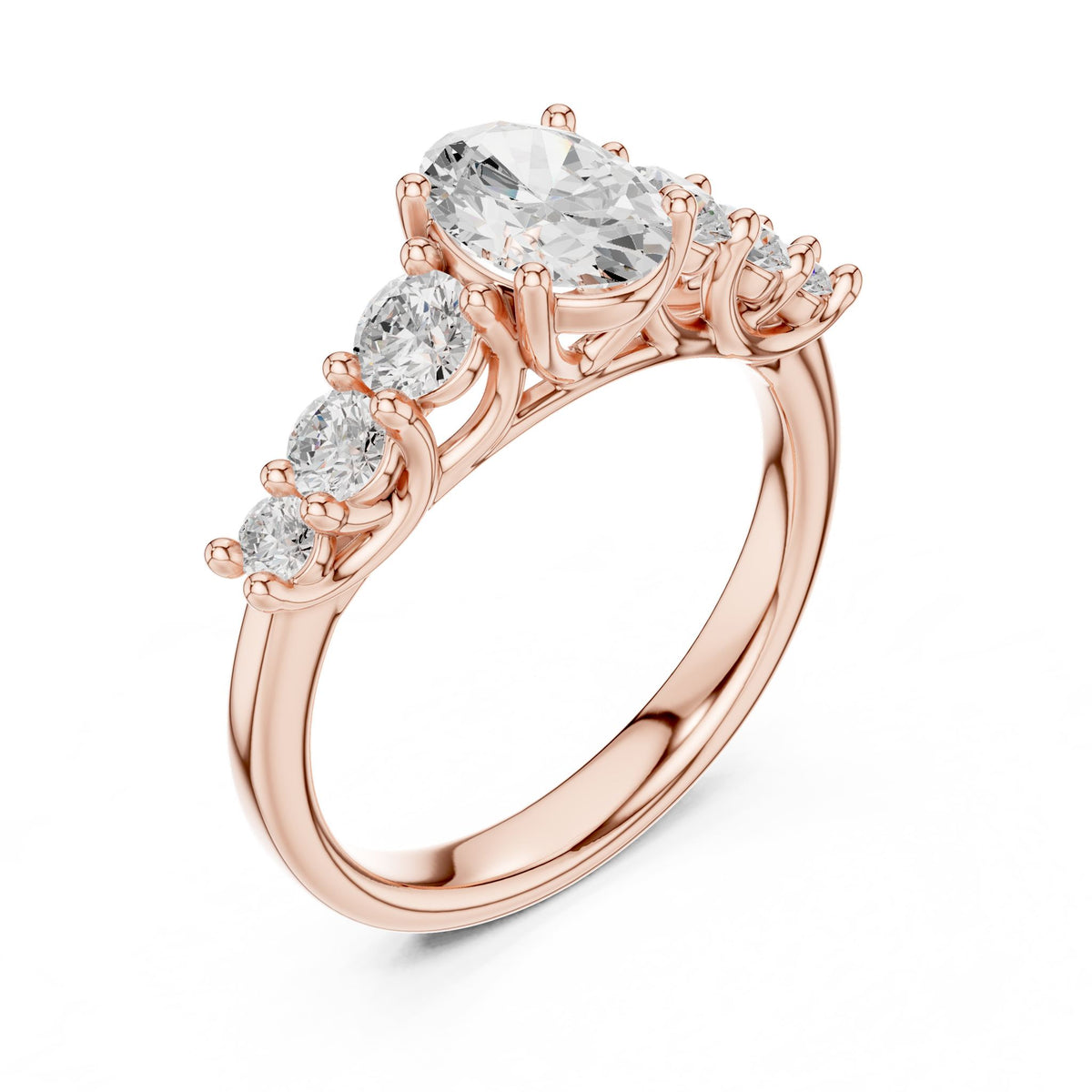 Oval Three Stone Lab Grown Diamond Engagement Ring