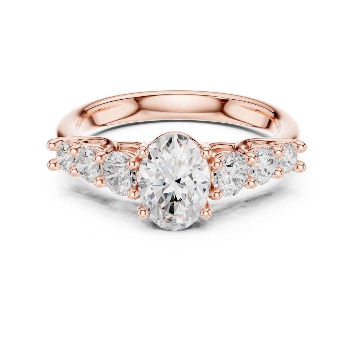 Oval Three Stone Lab Grown Diamond Engagement Ring