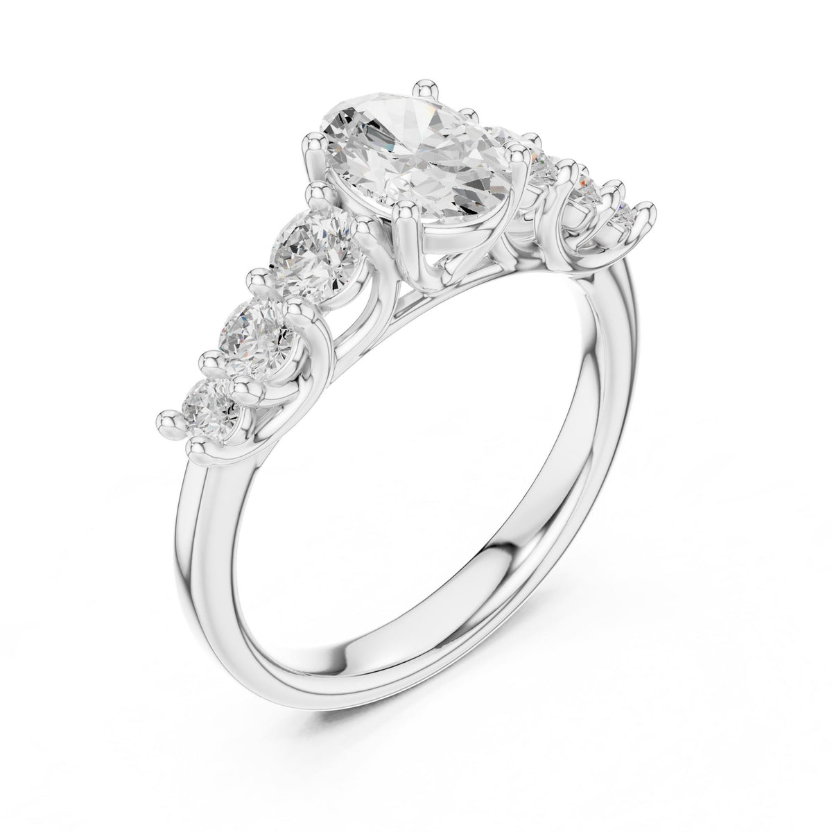 Oval Three Stone Lab Grown Diamond Engagement Ring