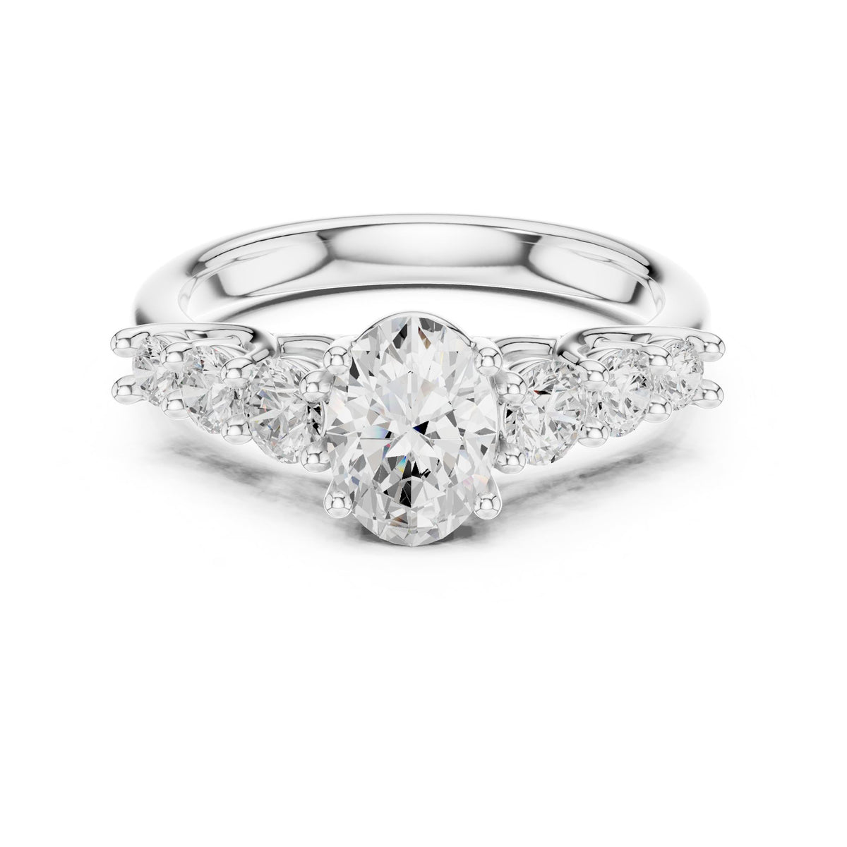 Oval Three Stone Lab Grown Diamond Engagement Ring