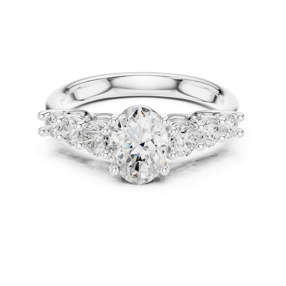 Oval Three Stone Lab Grown Diamond Engagement Ring
