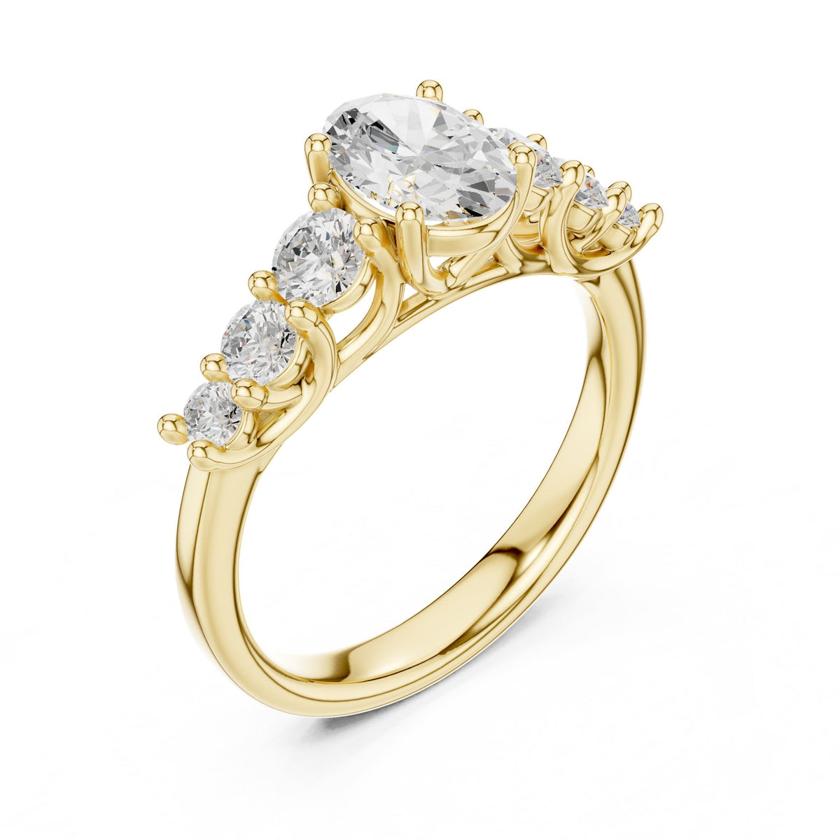 Oval Three Stone Lab Grown Diamond Engagement Ring