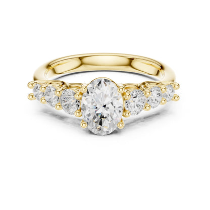 Oval Three Stone Lab Grown Diamond Engagement Ring